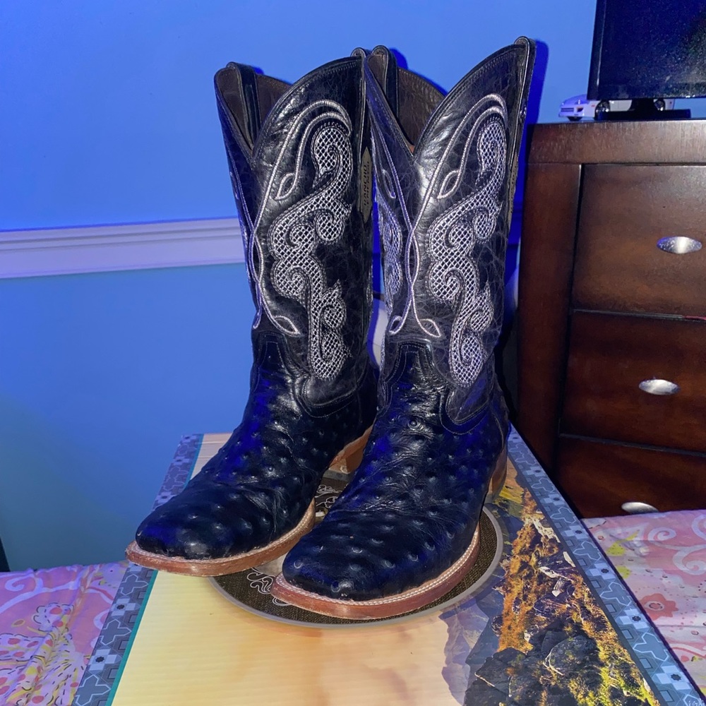 Rancho Semental Ostrich Print Cowboy Boots